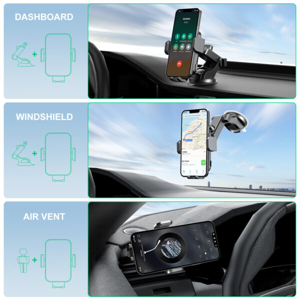 Wireless Car Charger, Fast Charging 15W Auto Clamping Car Charger Phone Holder Phone Mount - Image 4